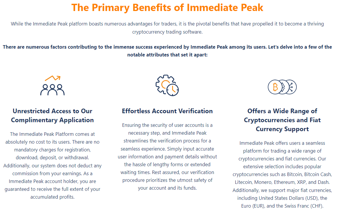Immediate peak benefits Immediate peak benefits