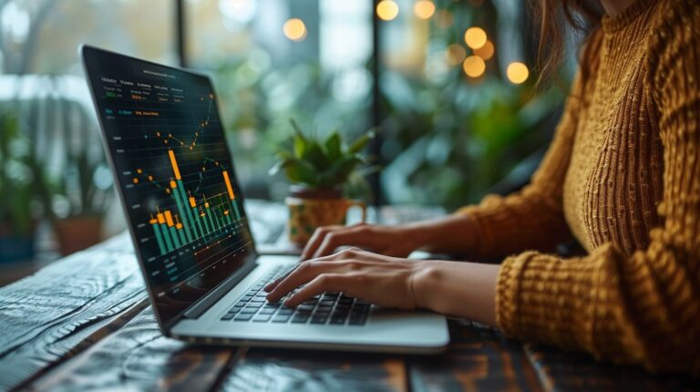 Index Levora +Opt - gráfico de trading na tela do notebook